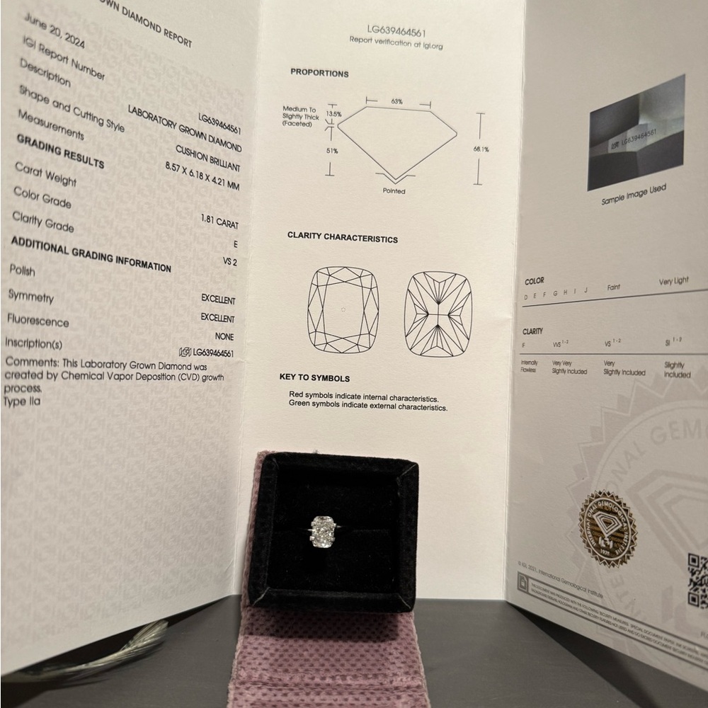 1.81ct IGI Cushion Cut Loose Lab Diamond